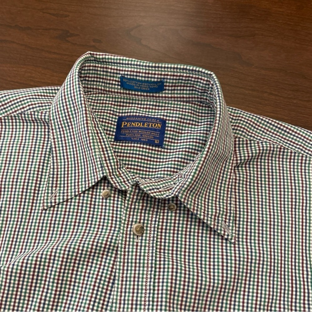 Cotton Pendleton L plaid button down shirt short sleeve pocket classic comfort - Picture 2 of 6